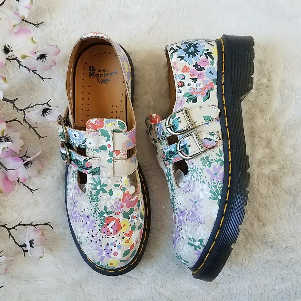 Dr. Martens 8065 Floral Mash Up Leather Mary Jane Shoes - Picture 2 of 8